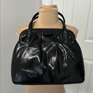 Banana Republic Black Faux Snakeskin Satchel Doctor’s Bag